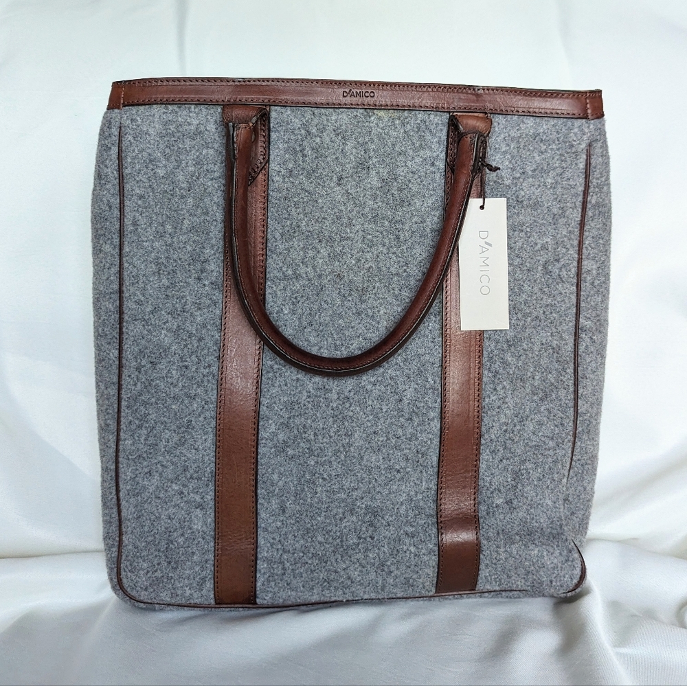 D'amico Wool & Leather Large Tote Bag Italy
